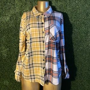 Multiple plaid pattern button up